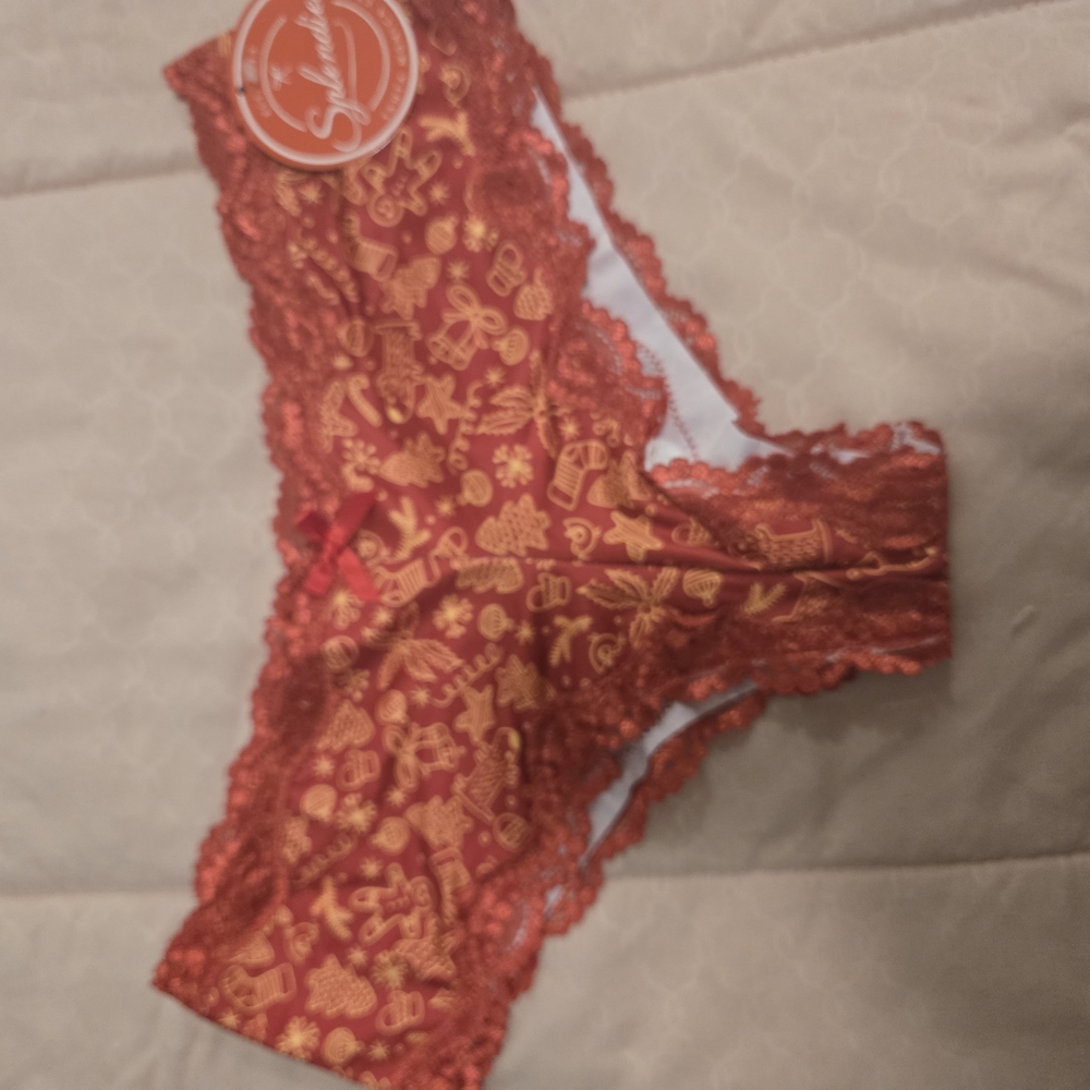 Stylish Orange and White Lace Panties